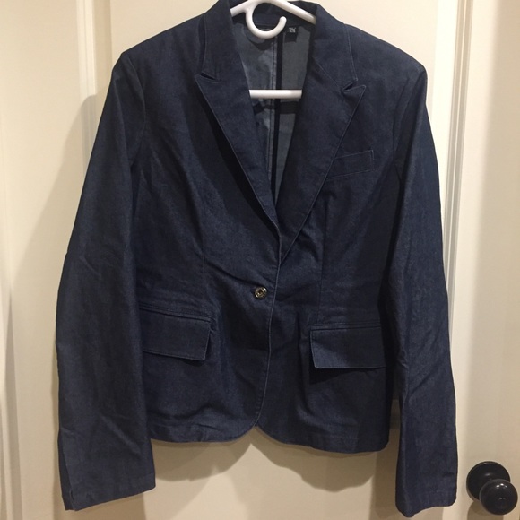Express Jeans Dark Denim Suit Jacket Blazer - Picture 1 of 8